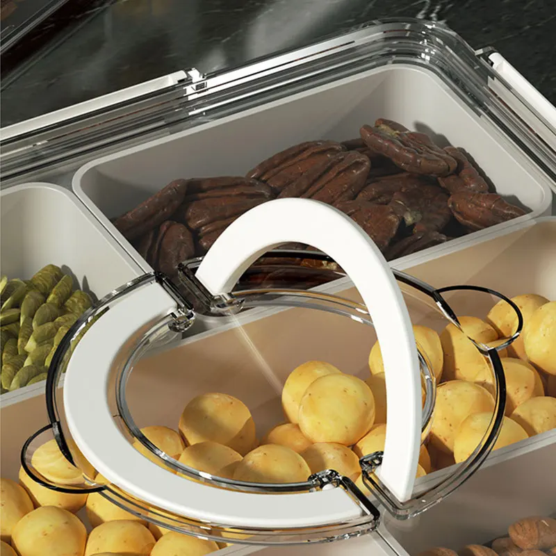 Food-grade Box with 5 Compartment for Platter Dessert, Round Couch Bar Plastic Snack Box, Food Platter Boxes with Divider