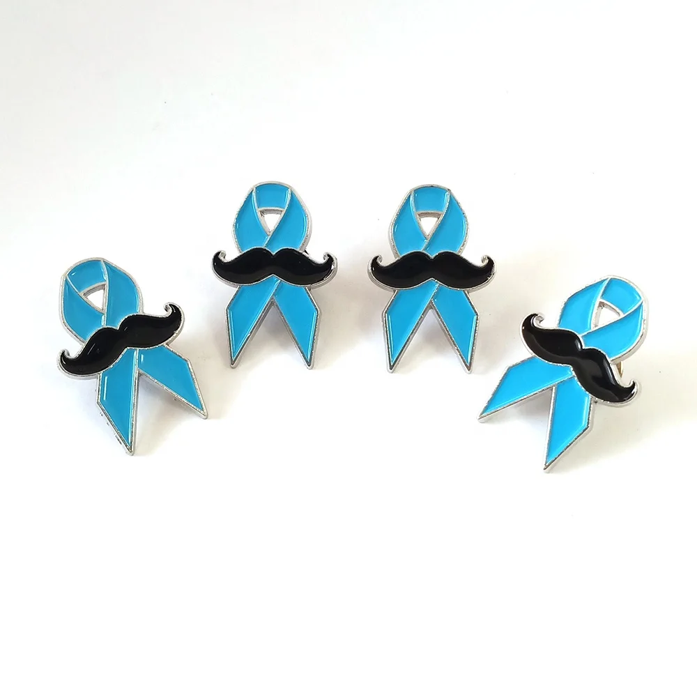 Ready to Ship Prostate Cancer Blue Ribbon Enamel Pin Brooch