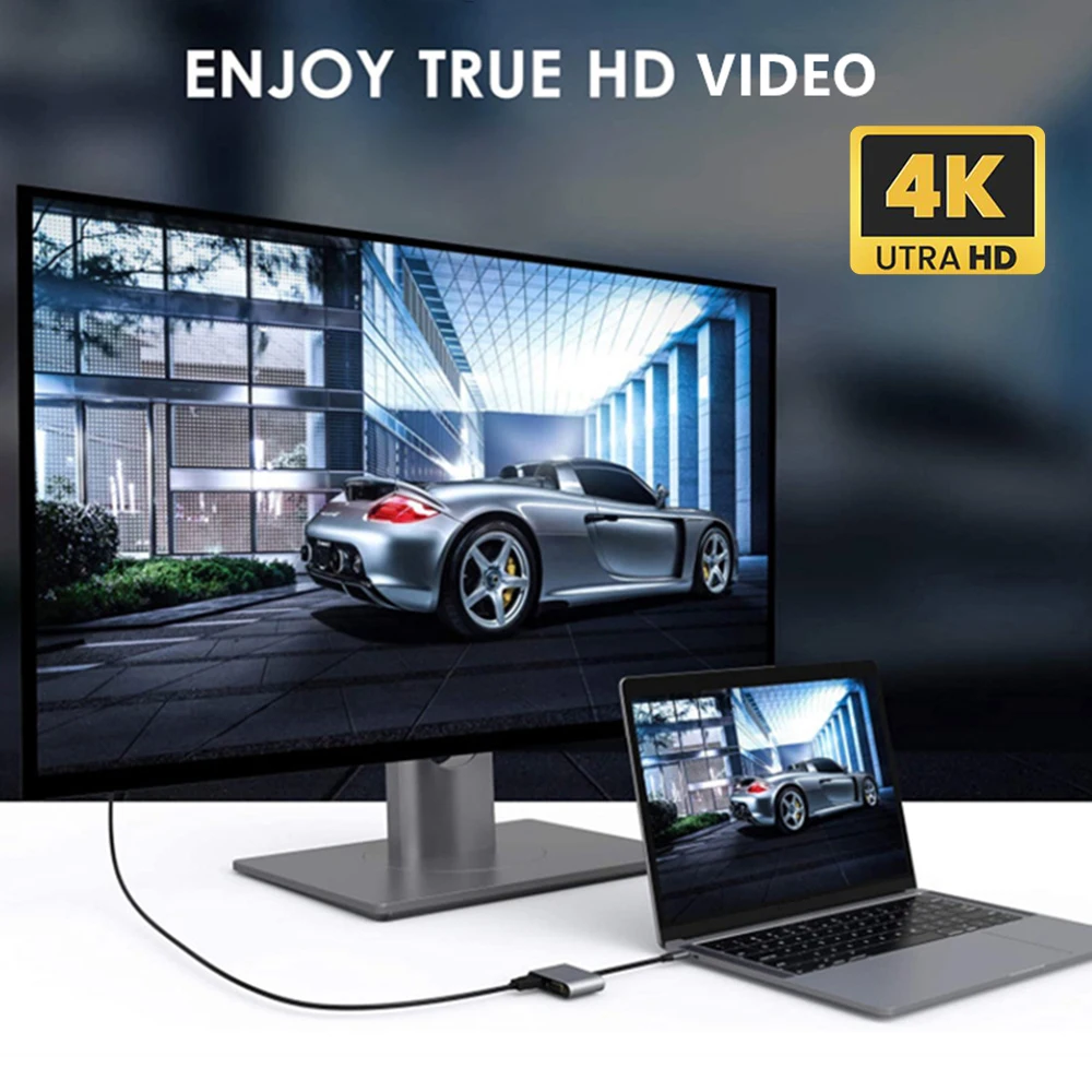 Type C to Dual HDMI Adapter 4K 30Hz USB 3.0 Hub Expansion Dock USB-C Converter for Laptop PC Phone Macbook Samsung Xiaomi Huawei