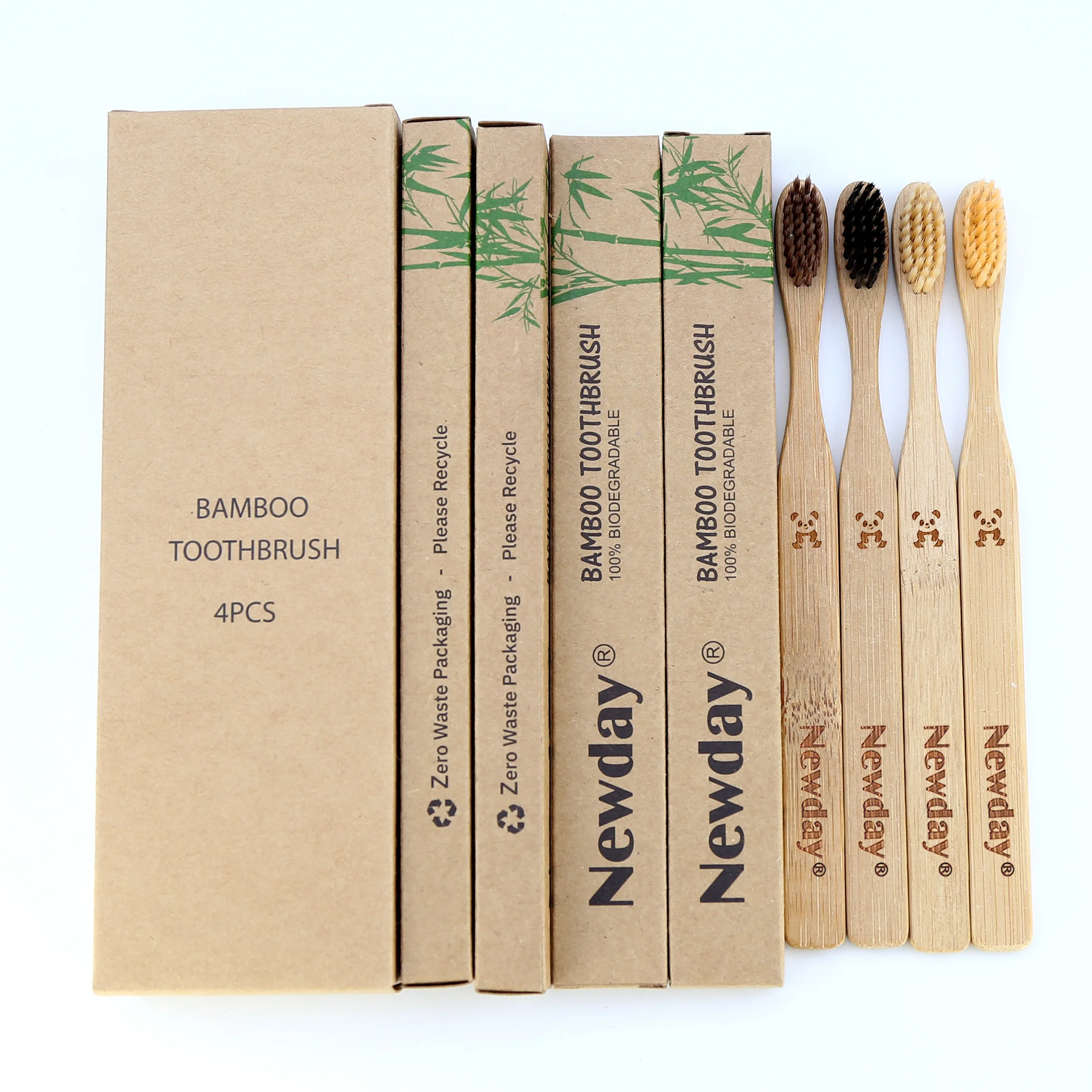 Eco Friendly New Personalized Oem Bamboo Toothbrush 100% Biodegradable Home Use Cepillo Dental