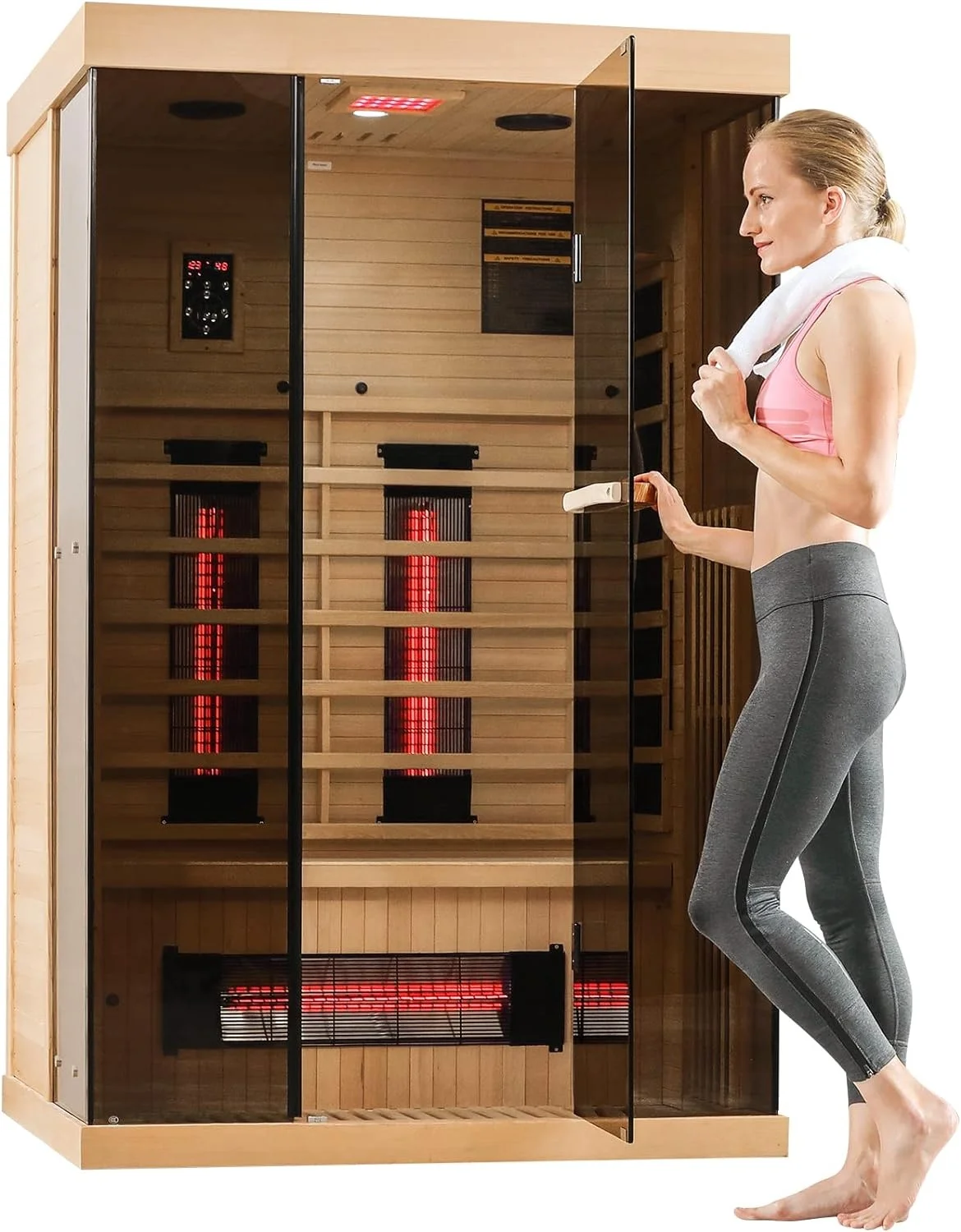 Customize 1-2 Person Indoor Hammam Wood Sauna Combo Steam Shower Personal Home Room Infrared Sauna with Warm-up Heater Tube
