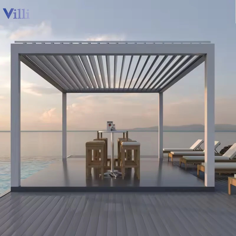 Pergola Aluminium Outdoor 3x3 Design Open Sunshade Shutter Louver Roof Electric Canopy Gazebo Glass Pergola