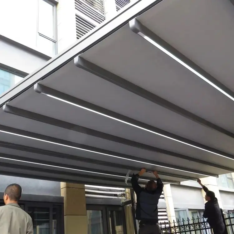 Outdoor Motorized Retractable Roof Awning Rainproof Canopy
