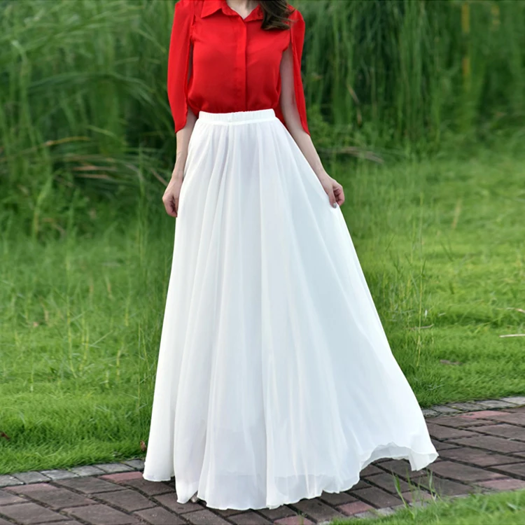 2020 New Arrival Fashion Boho Maxi skirt Custom Muslim Factory Candy Color Long High Waist Skirt For Woman Plus Size