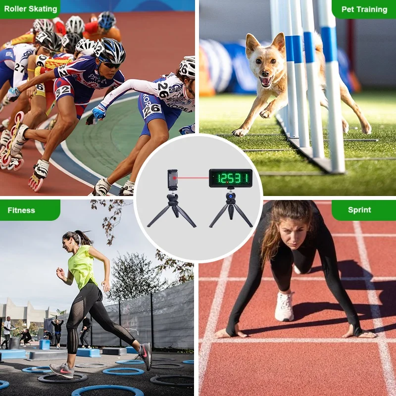 YIZHI Highlight LED Display Single Person Running Race Stopwatch Sprint Training Round-trip Speed Time Test Wireless Laser Timer