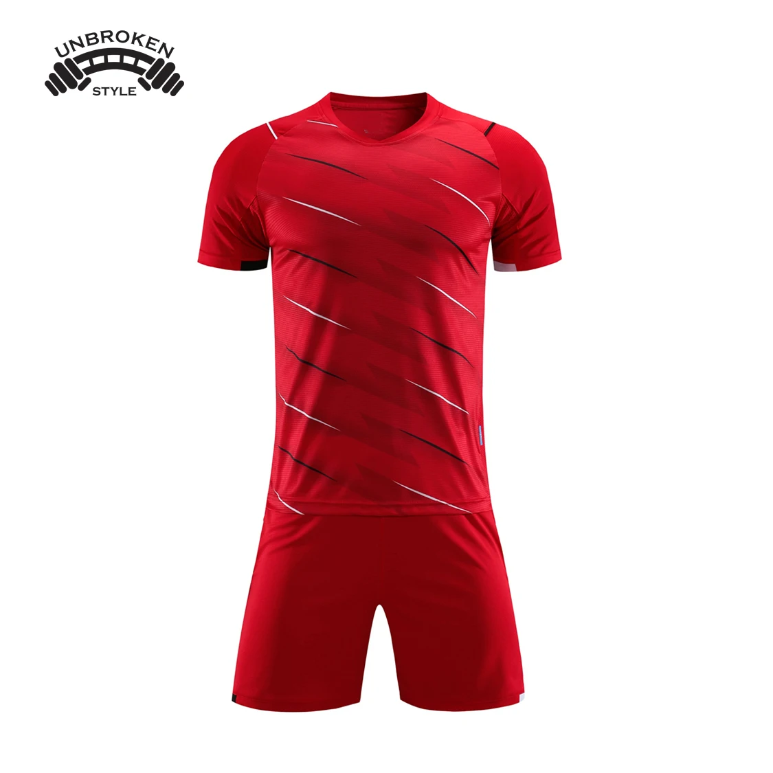 
Wholesale Men Top Quality Red White Color New Design Durable Out Fit Custom Logo Soccer Uniforms by unbroken style 