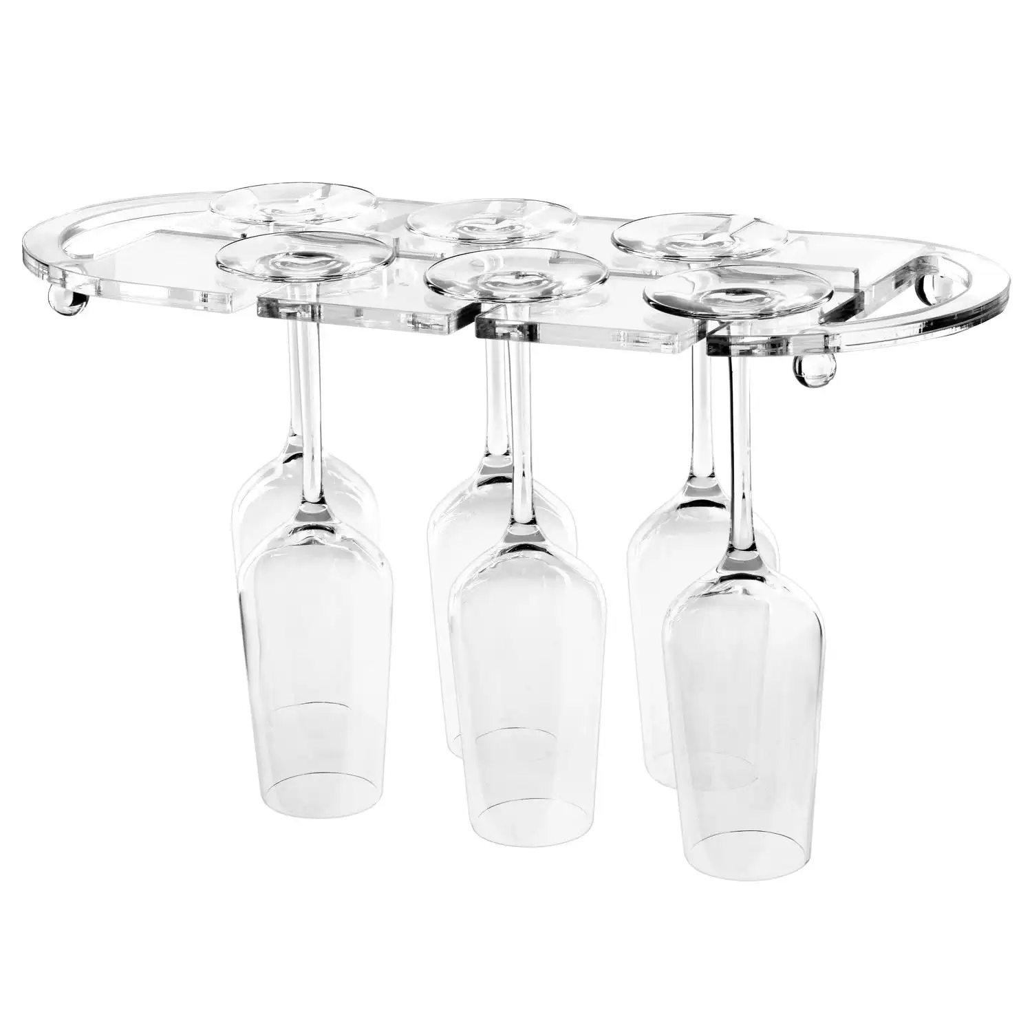 Elegant Wine Glass Holder Mounted High Quality Clear Acrylic Wine Glasses Shelf for Wine Glasses with Handles for 6 Glasses