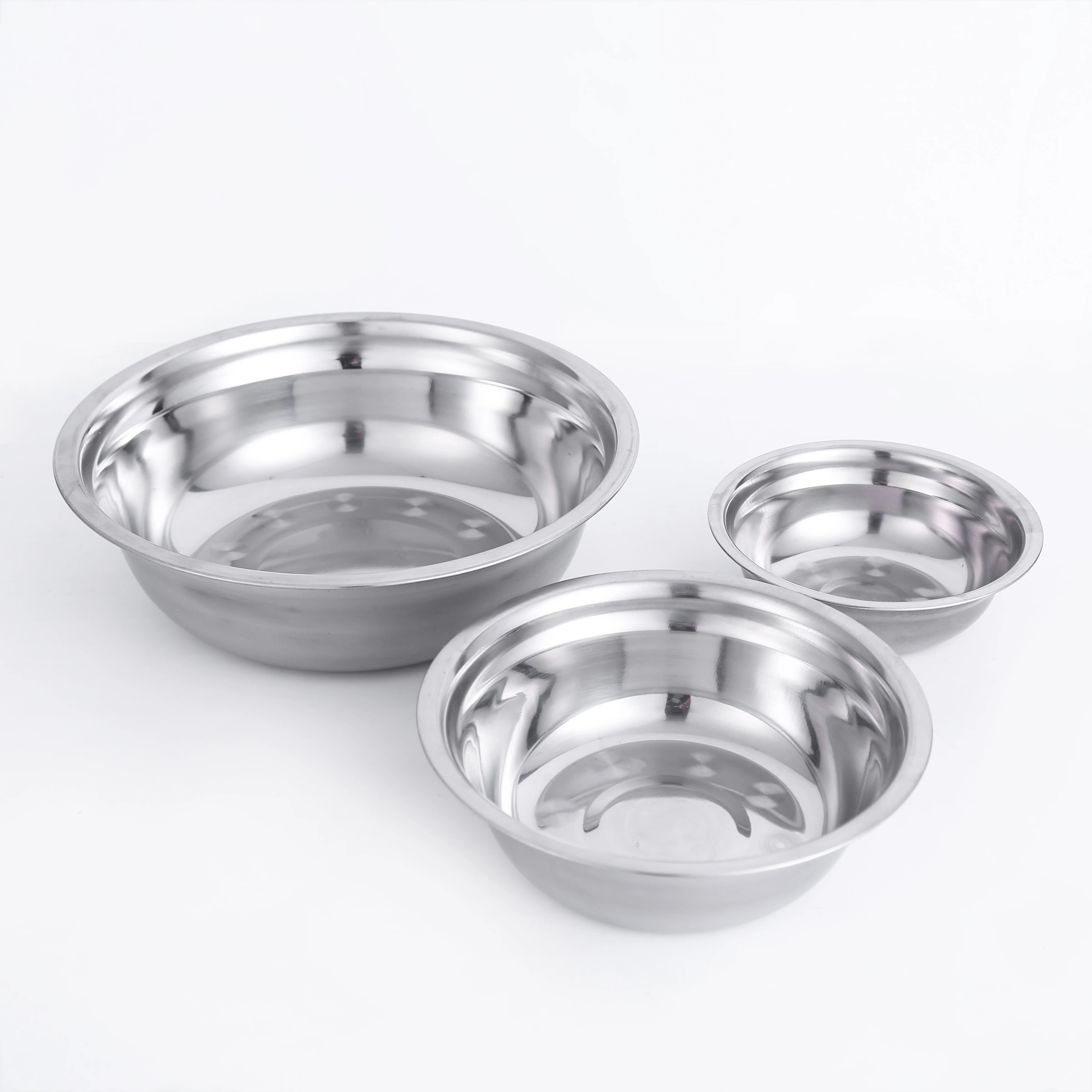 Multi-size kitchen stainless steel deep mixing bowl metal tableware soup bowl wholesale