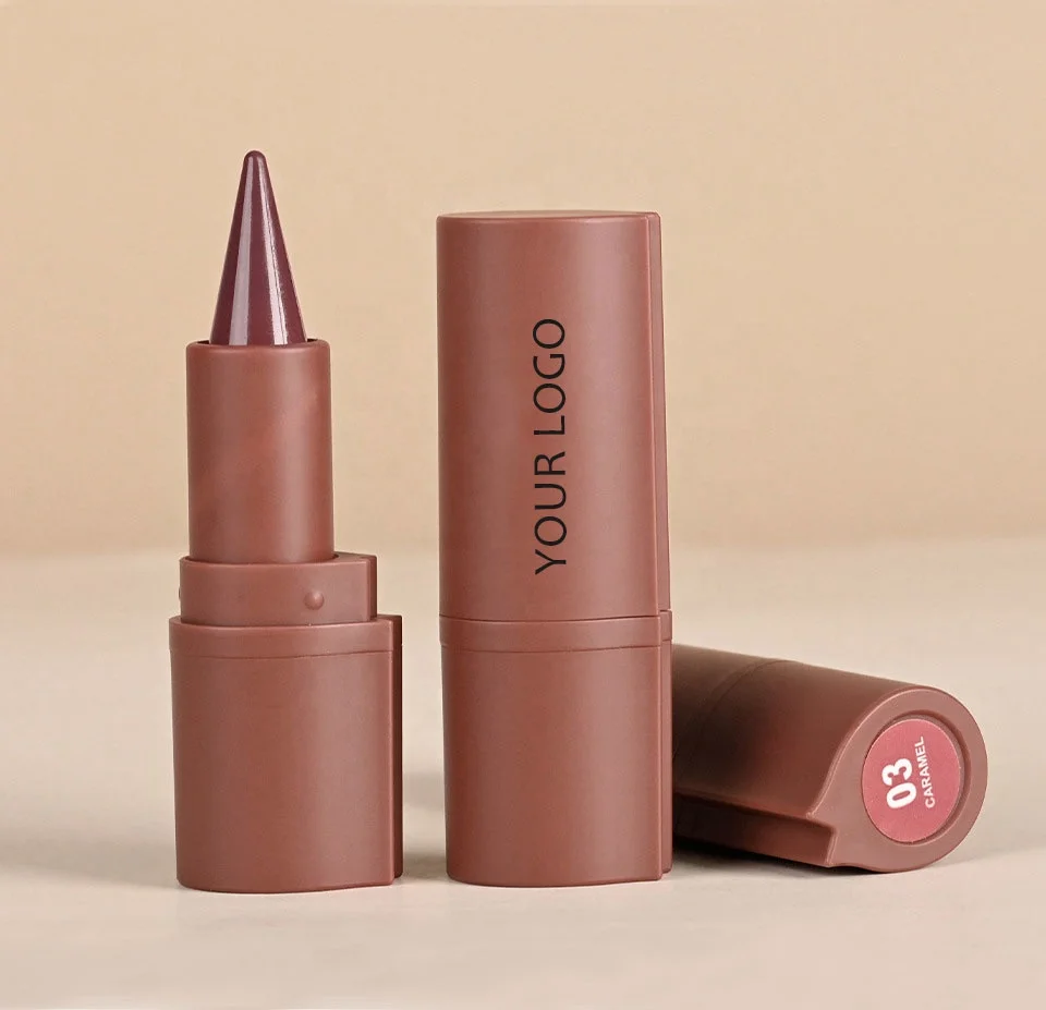 Customized Triangle Lip Liner Contour Nude Purple Red Color  Multi-function Lipstick Plumping creamy Khol Eyeliner Lip Cosmetics