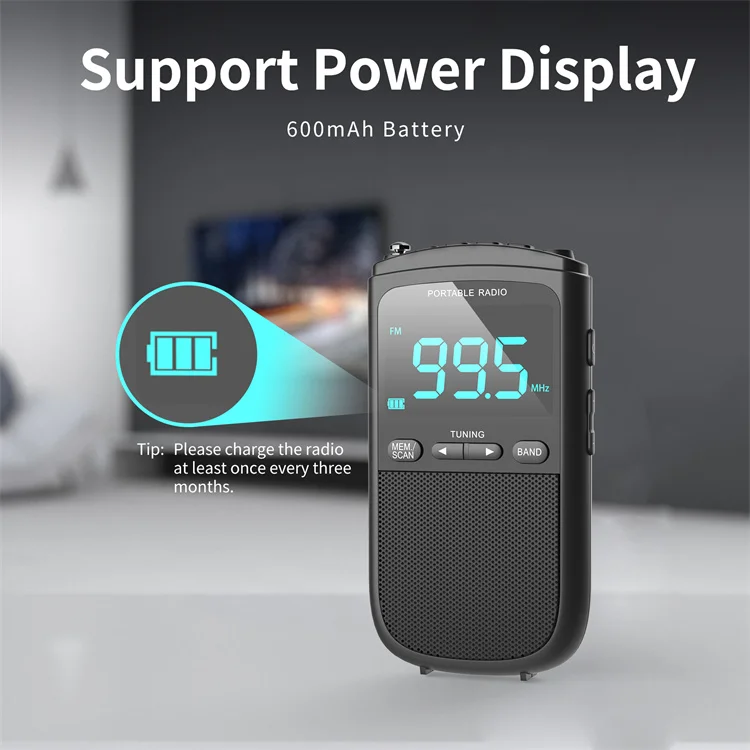 Portable AM FM Radios Pocket Player Radio with Speaker & Headphone Jack