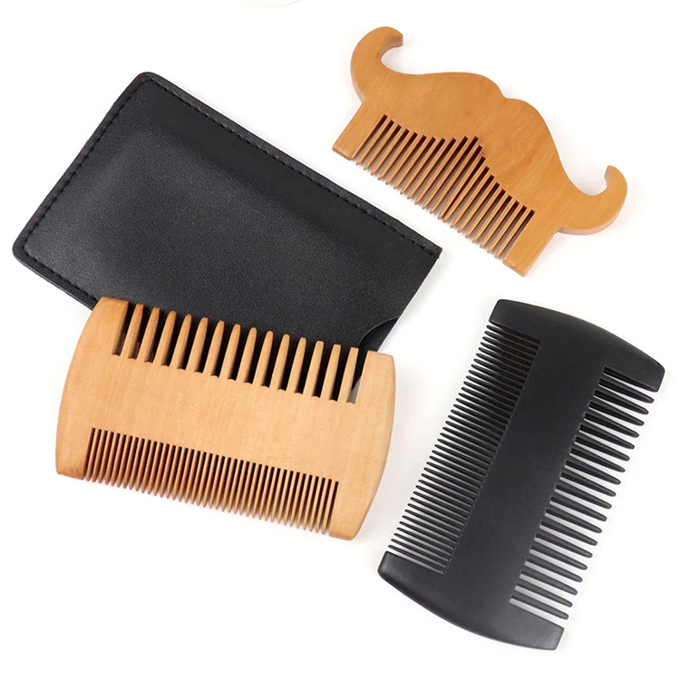 Wholesale Peine Beard Grooming Kit Anti Static Custom Mens Beard Pocket Comb Wood Wide Tooth Beard Comb