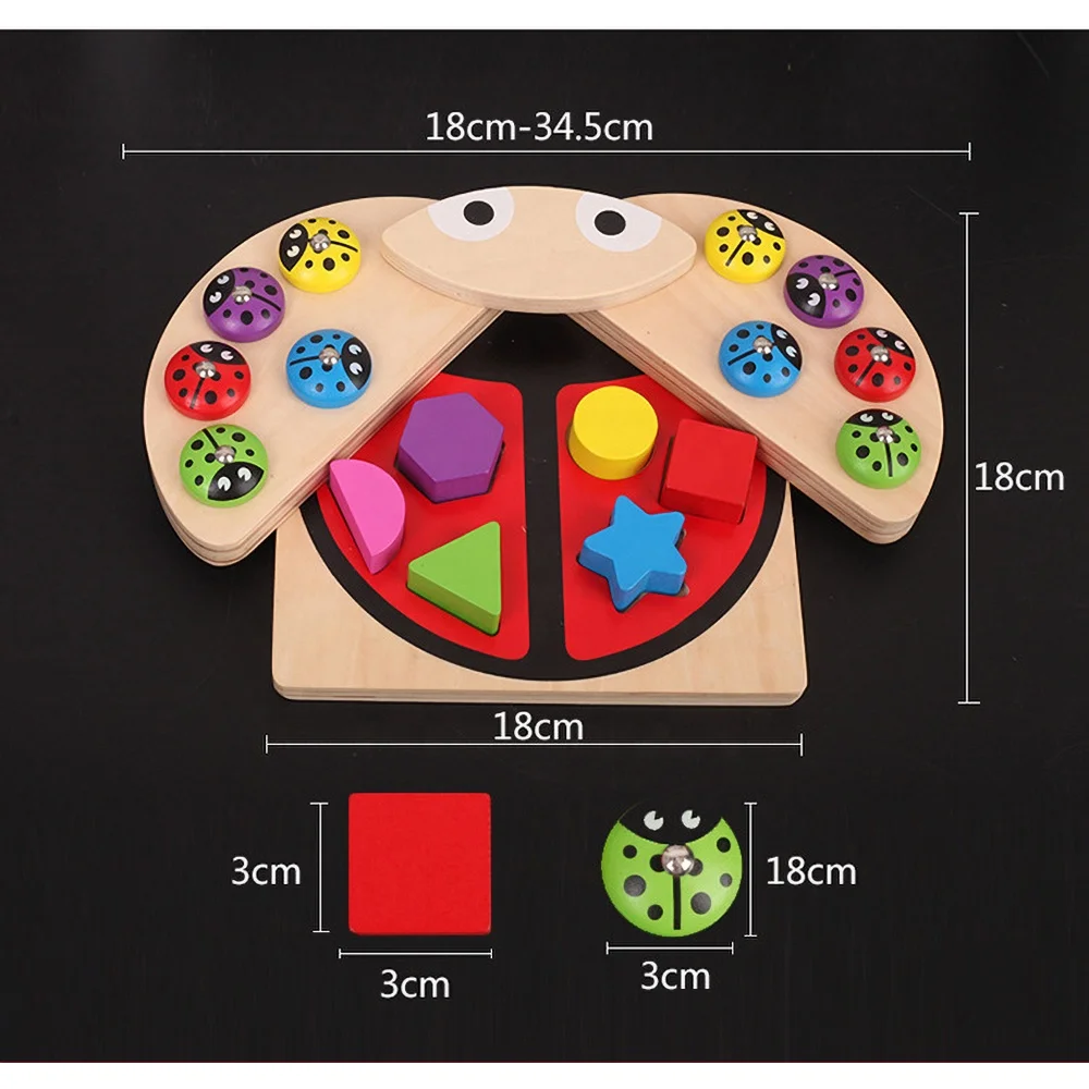 Wooden Fishing Beetle Magnetic Puzzles Geometric Color Matching Games Children Educational Toys For Kids