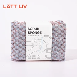 Высококачественные чистящие губки из микрофибры LATTLIV, 5 шт., мочалки, многоразовые губки для мытья посуды