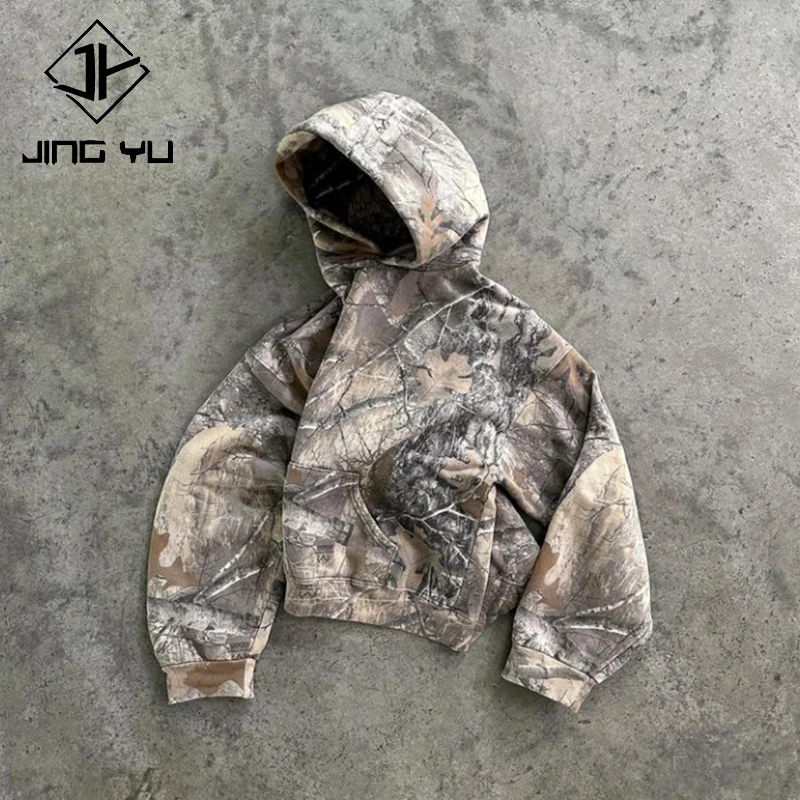 Clothing manufacturer hunting camo hoodie custom streetwear hoodie all over digital real tree printed camouflage hoodie men