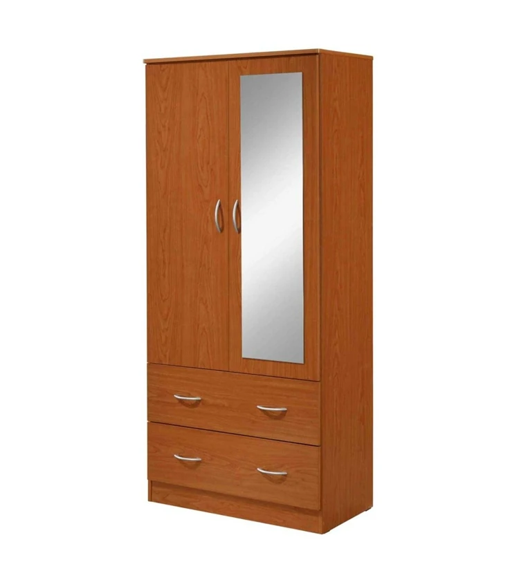 Glass door wooden wardrobe with mirror wooden MDF cupboard wardrobe cabinet