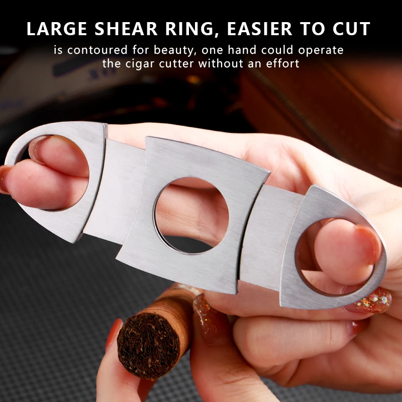 hot sale custom logo perfect double blade cigar cutter stainless steel cigar accessories