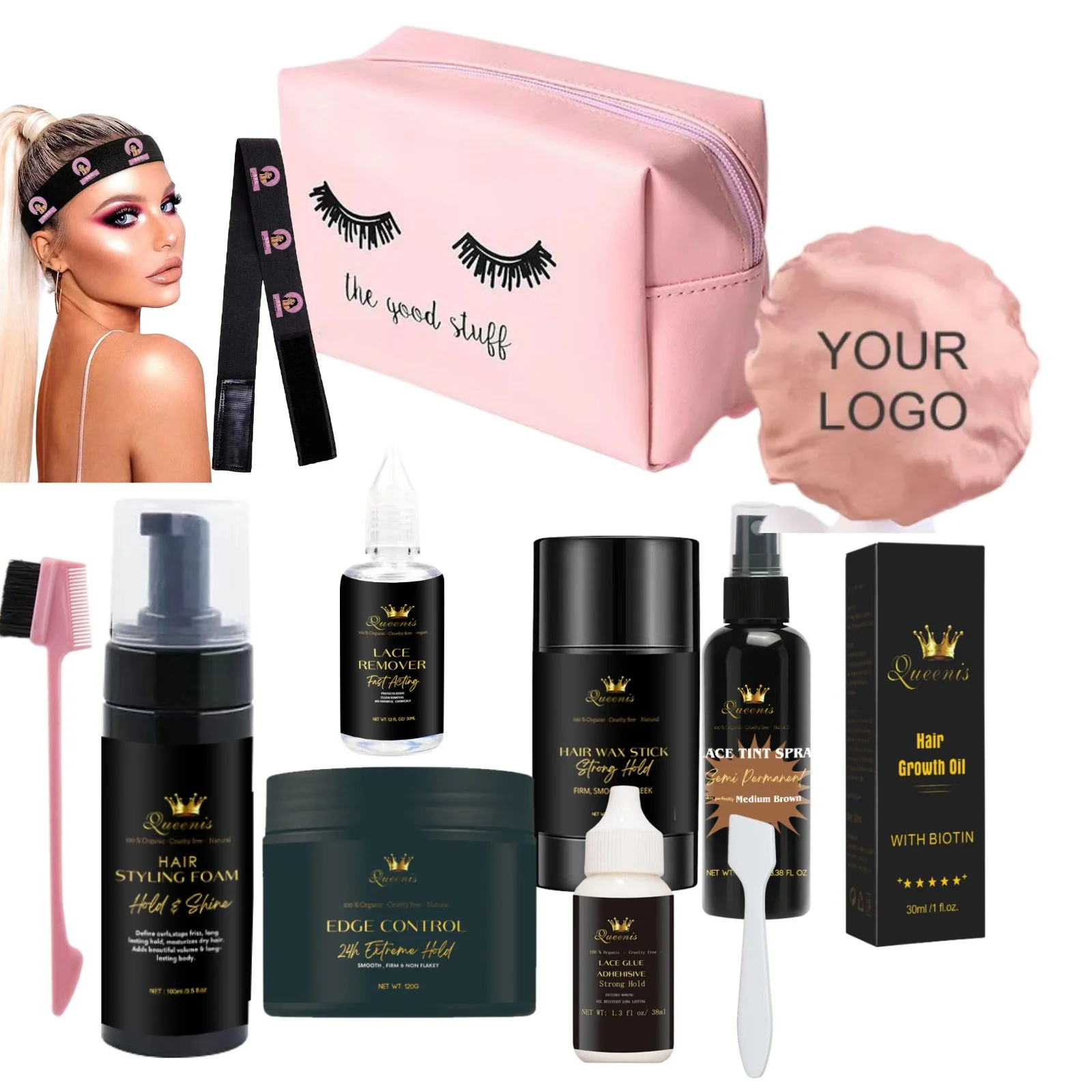 Hot selling lace wig makeup bag, compact and easy to carry