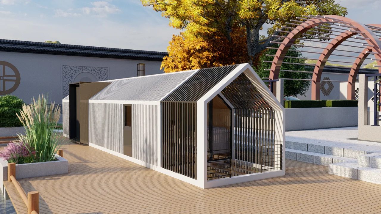 CDPH portable prefabricated tiny home prefabricated warehouse steel structure solar panel system A shape space frame home