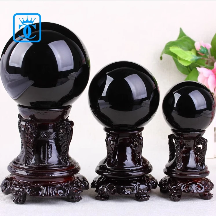 High Quality Natural Crystal Stone Polishing Ball Black Obsidian Sphere For Home Office Decoration