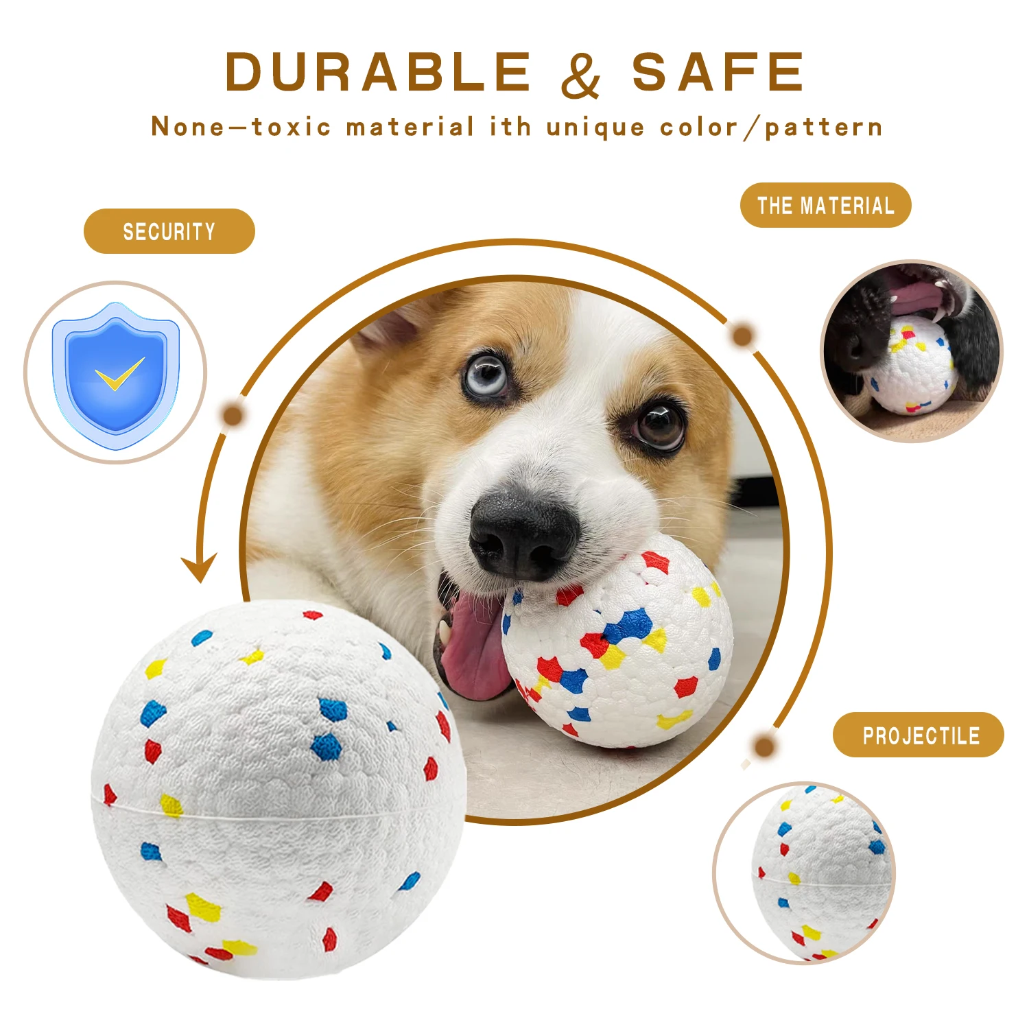 Высокоэластичный интерактивный игрушечный мяч для собак, неразрушаемый для агрессивных жевателей, легкий вес и твердый поплавок в воде