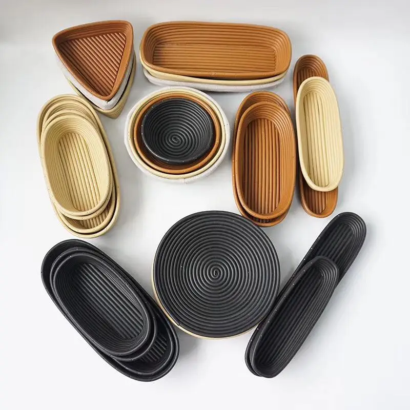 Handmade Plastic Rattan Artisan Bread Sourdough Banneton Proofing Basket set Durable baking & pastry tools