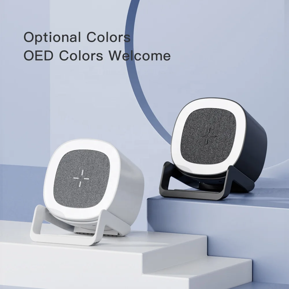 Bluetooth Speaker 15W Wireless Charger Pad Stand Home Loudspeaker Subwoofer RGB Night Light Lamp Fast Charging Station