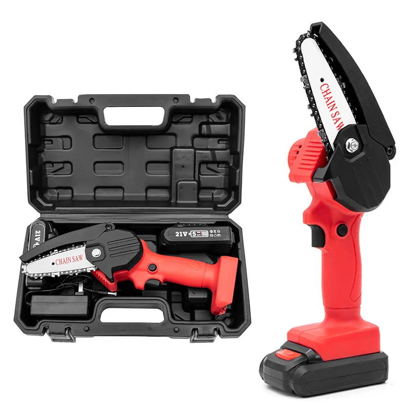 Mini Chainsaw 4-Inch Cordless Electric Portable Chainsaw with Brushless Motor Pruning Shears Chainsaw for Christmas Tree cutting