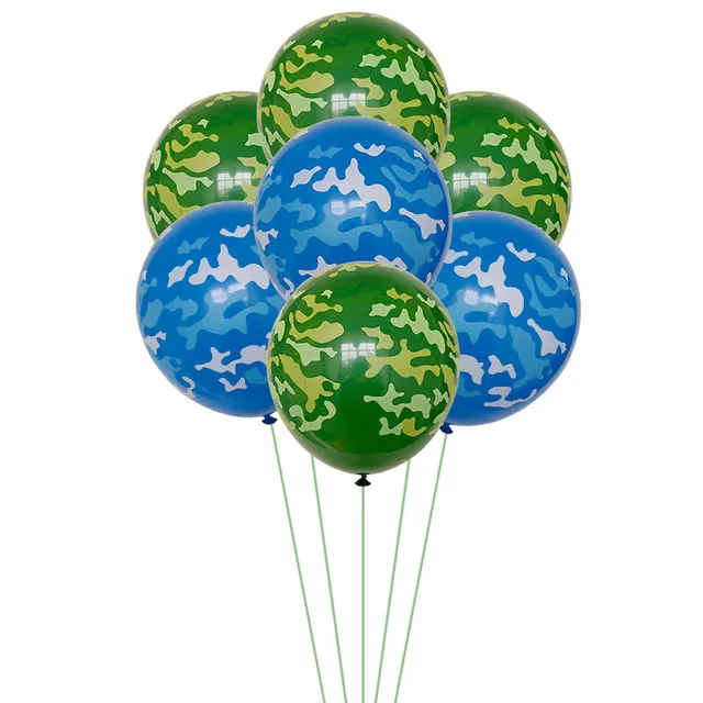12 Inch Camouflage Printing Balloons Camouflage Green Blue Latex Balloon For Kids Birthday Party Decorations Camo Balloon