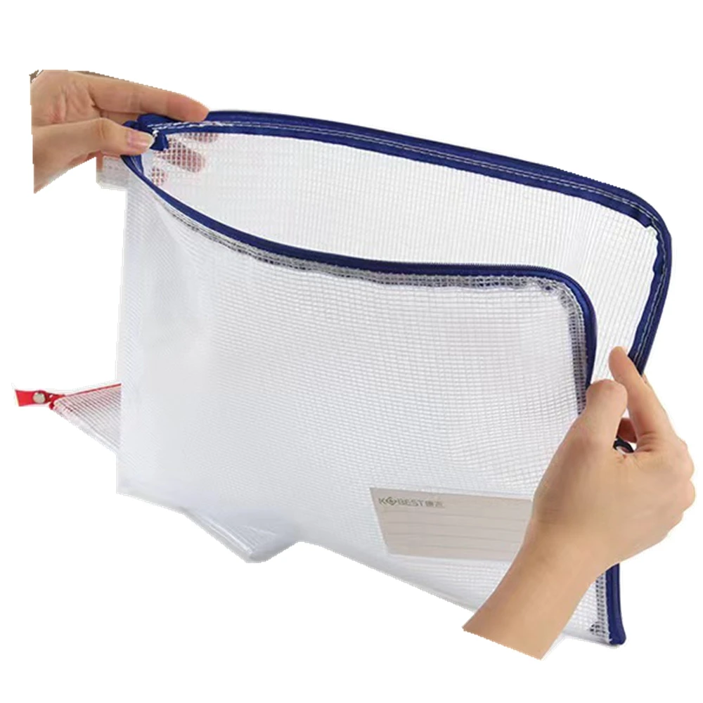 office supply pvc mesh zipper document bag plastic document bag a4 document pvc mesh