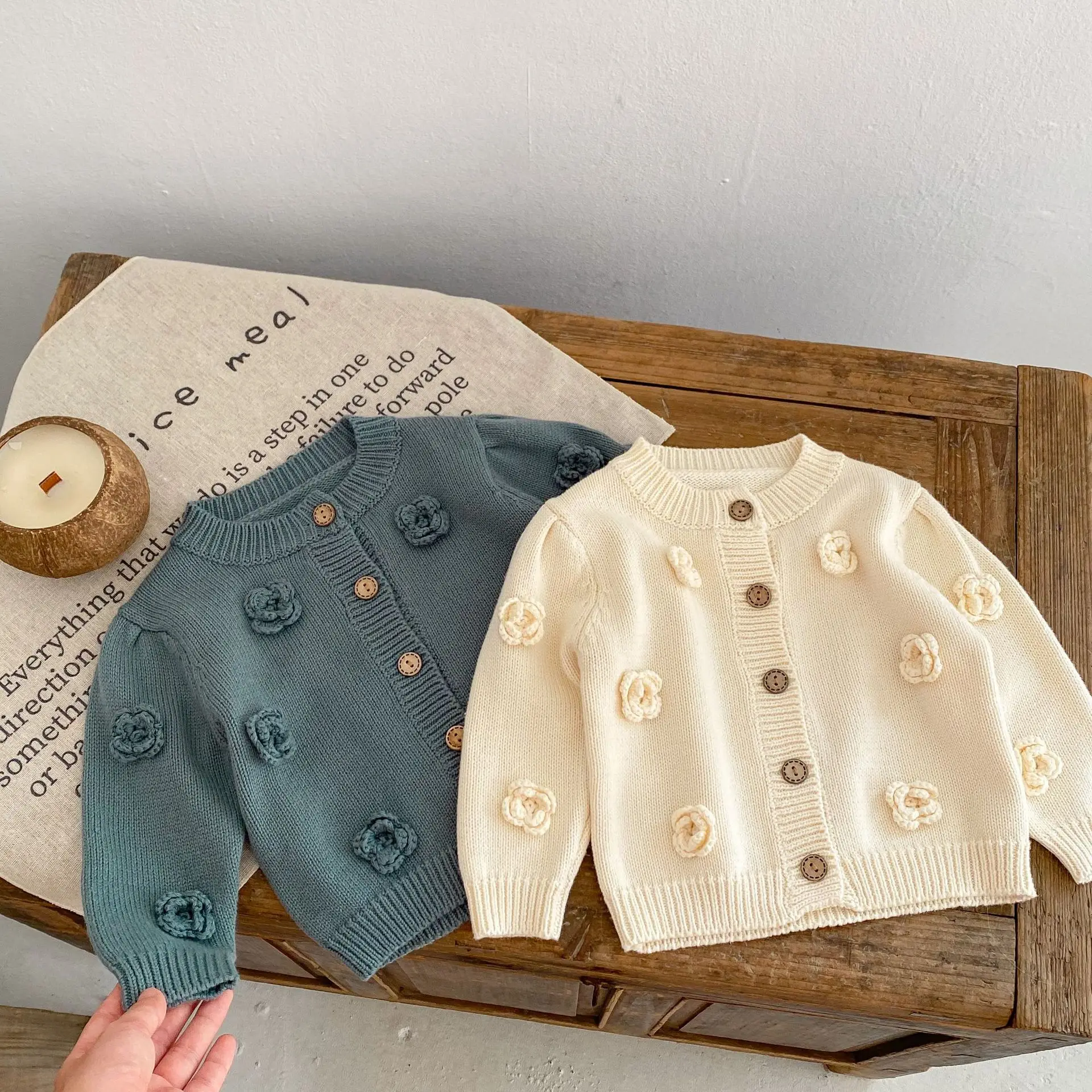 Newborn Baby Clothes Knitted Sweatshirt Cardigan Baby Knit Cotton Sweater Manufacturer Designer Girls Knitwear