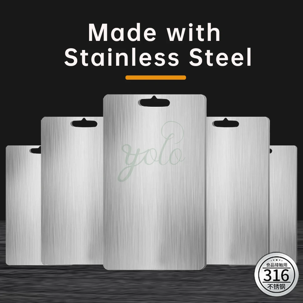 double sides Dishwasher Safe Non Moldy FoodGrade Metal Chopping Block 316 Stainless Steel Titanium Cutting Board set for Kitchen