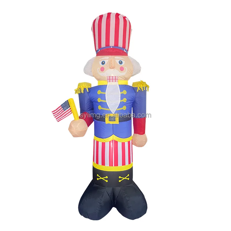 2.4M Patriotic Independence Day Inflatable Soldier 4th of July Inflatable Uncle Sam American Flag Decor Home