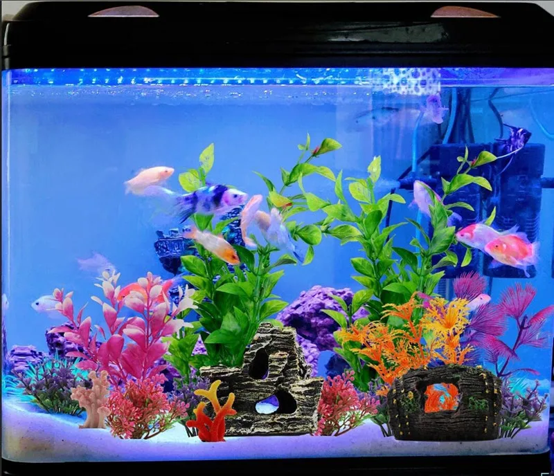 Factory 15 pieces set fish tank aquarium accessories decoration aquatic plants coral resin