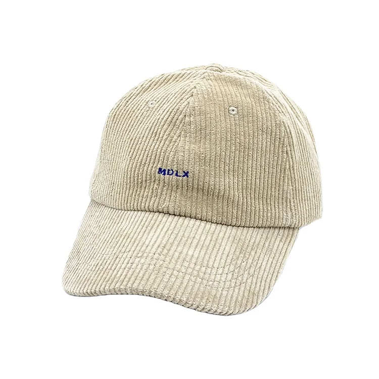 OEM&ODM Corduroy Beige 6 Panel Winter Adjustable Custom Vintage Embroidery Corduroy Baseball Caps Hats