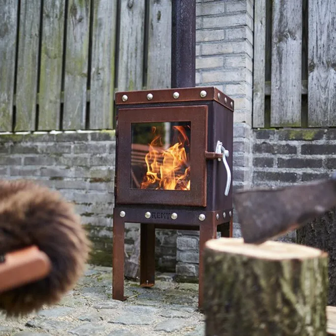 2022 outdoor corten steel fireplace garden large wood burning metal fireplace stove with 4 legs