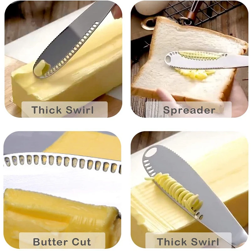 3in1 Multi-Function Stainless Steel Jam Cheese Butter Spreader Metal Butter Knife With Hole