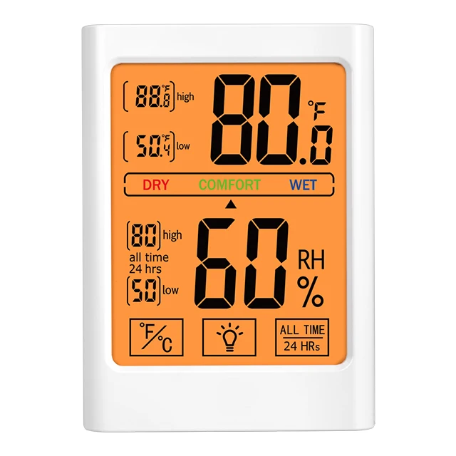 
Indoor Room Large TouchScreen Household Thermometer Hygrometer Temperature Humidity Tester Temperature Humidity Monitor 