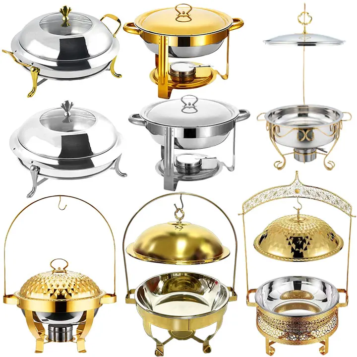 YITIAN Restaurant Sets Hotel Luxury Gold Food Buffet Display Buffet Food Warmer Kitchenware Stainless Steel Hanging Chafing Dish