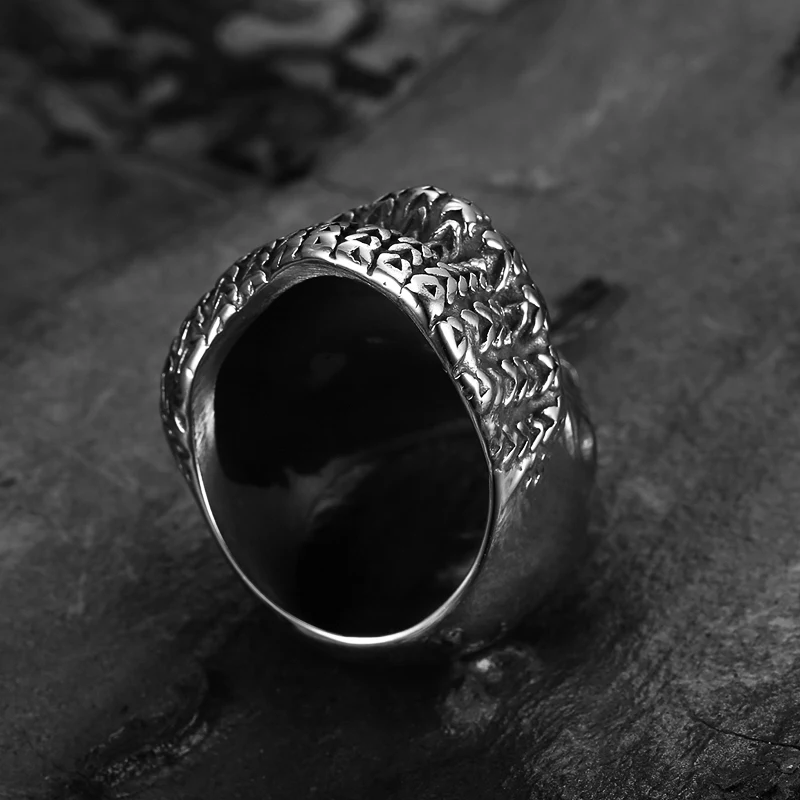 Trend antique silver plated beard cowboy rings handsome stainless steel ring mens adjustable ring