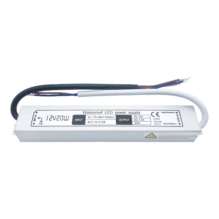 Hot sale IP67 waterproof 100-264v ac to dc 24v 12v 20w 30w 50w 60w 100w 150w led power supply