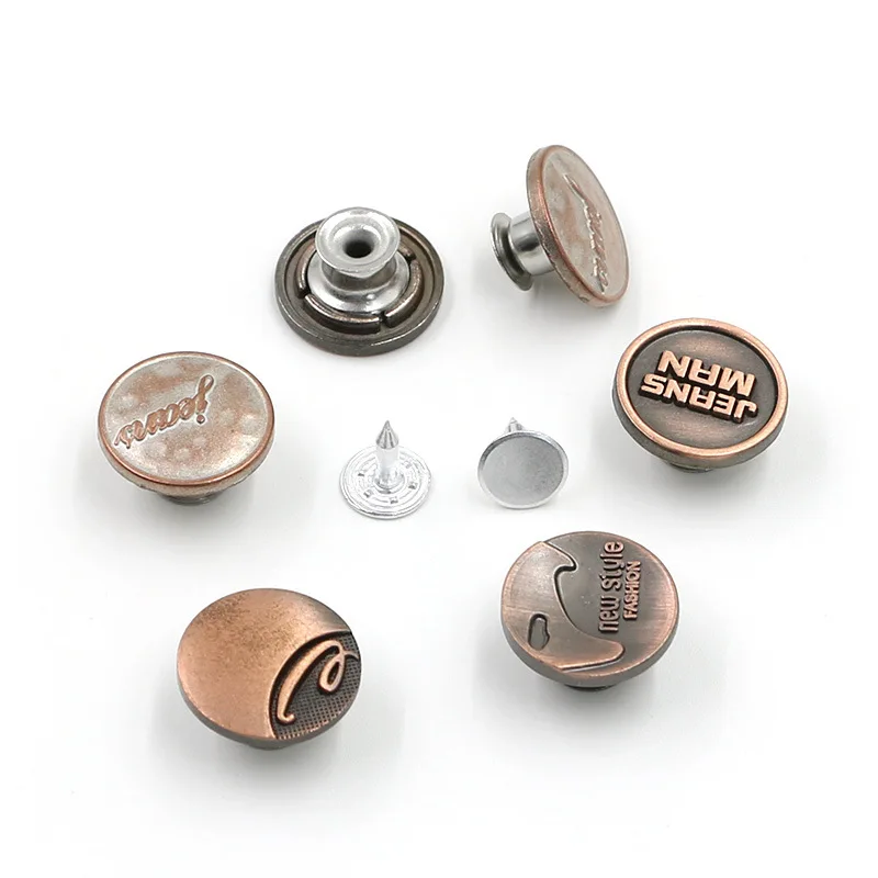 Пользовательский фирменный логотип, цинковый сплав, 17 мм, джинсовые пуговицы для джинсовой одежды