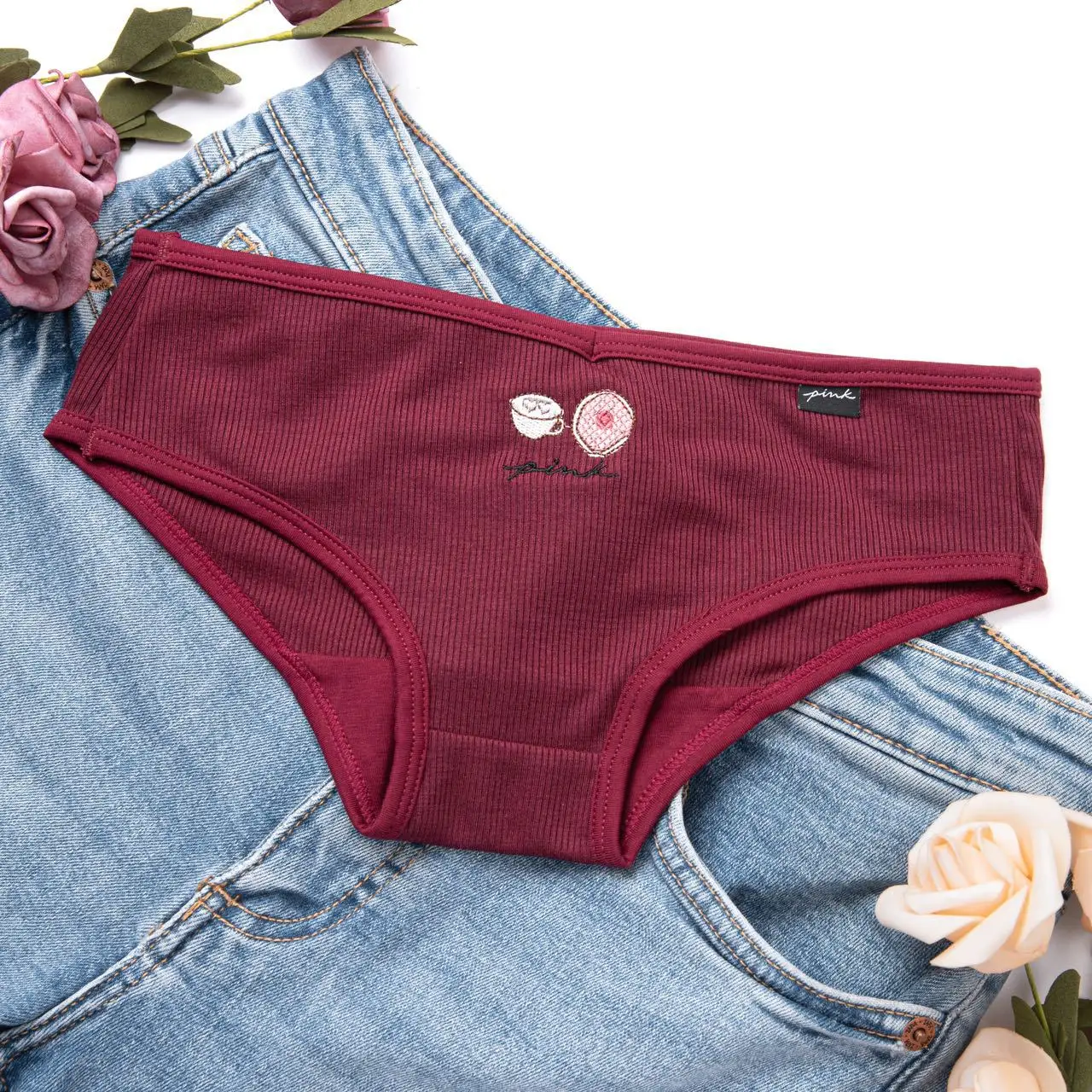 Women Cotton Ribbed Underwear Women Panties Low Waist Sexy Secret PINK Brand G-string Lingerie Brief Seamless Panty 0559