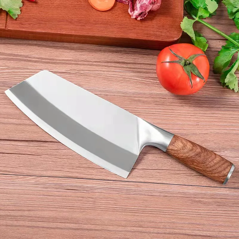 Stainless steel kitchen knife, household sharp slicing knife Chef knife wholesale wooden handle