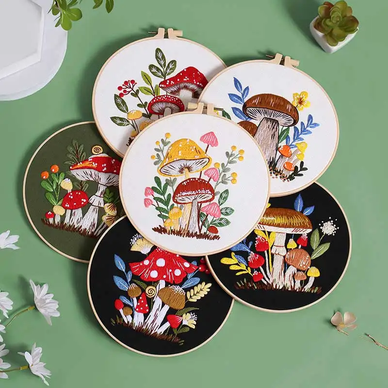 Pretty DIY Punch Needle Embroidery Kit With Embroidery Threads And Hoops Punch Needle Embroidery Kit