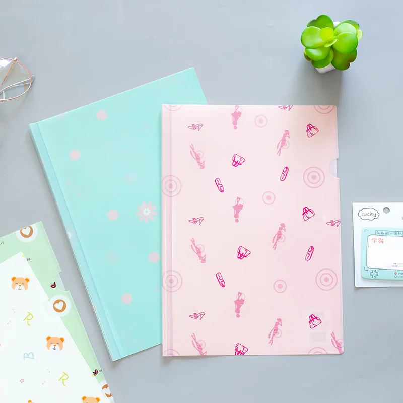 
Stationery Lovely Report Cover File A4 PP Sheet Protector Slide Bar File Folder 