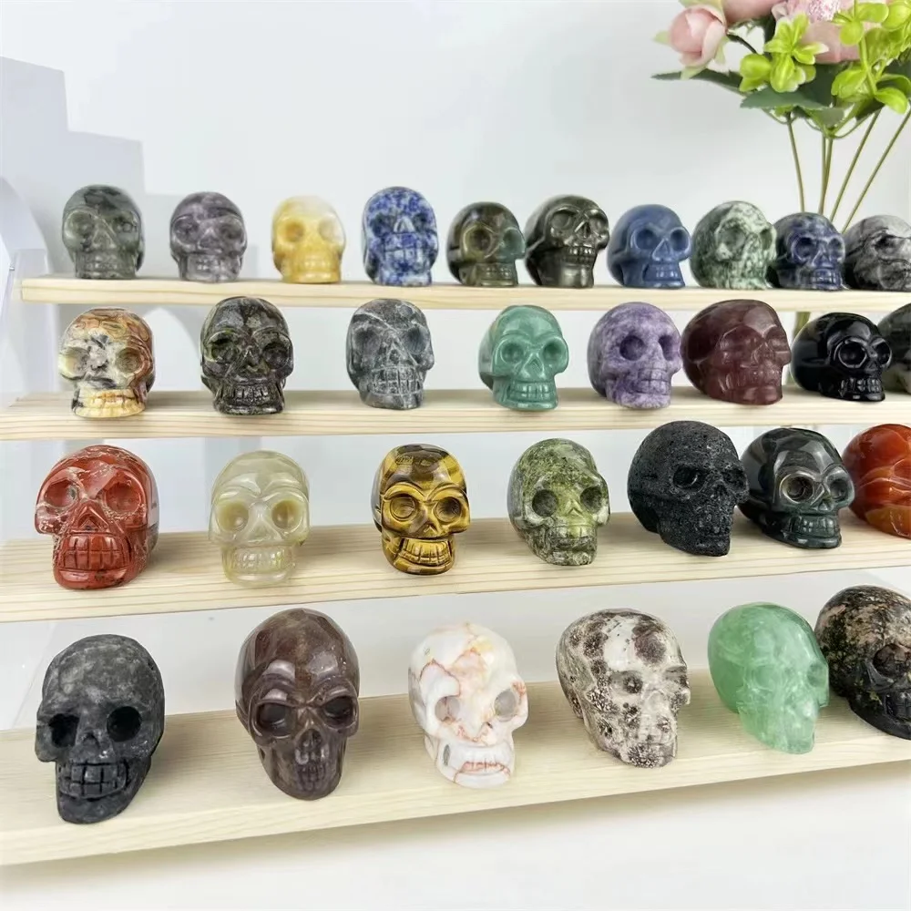 Wholesale Natural stone crystal gemstone crystal craft crystals carving big skull healing stones for home decor