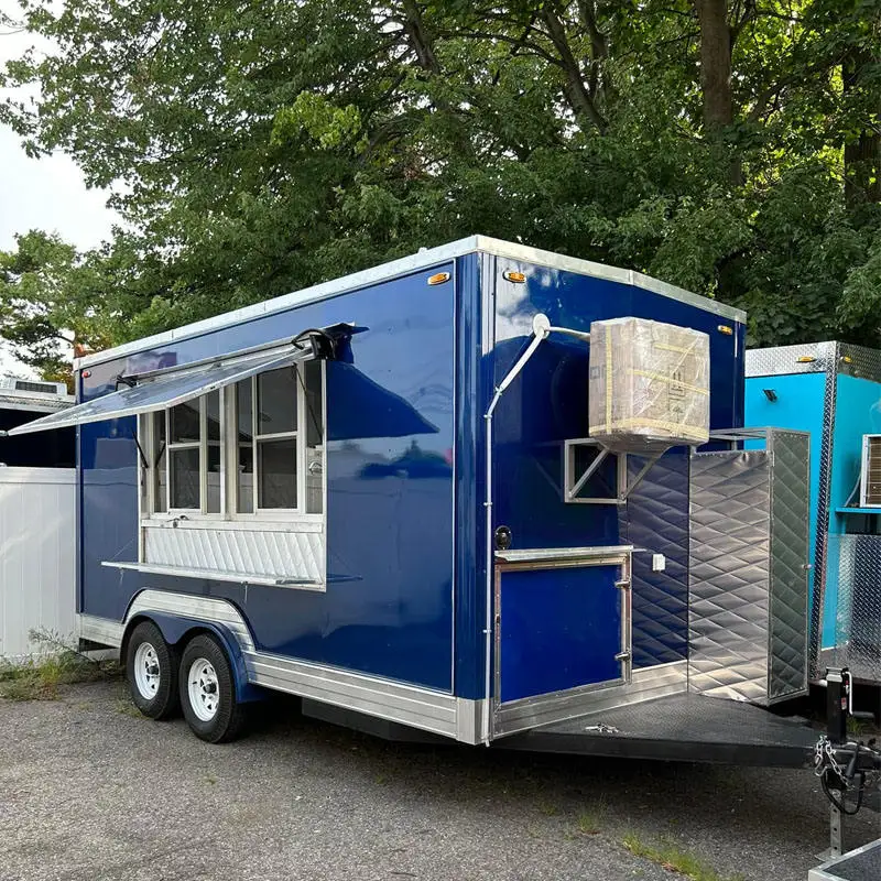 16ft American Mobile Coffee Cart Refrigerated Food Trailer Fully Kitchen Equipped Customized Street Van Bakery Kiosk Food Truck