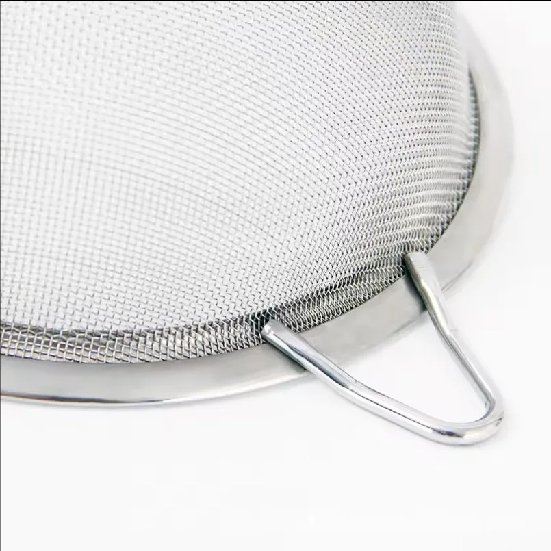 Hot Sale Stainless Steel Wire Flour Sifter Filter Screen Oil Skimmer Milk Water Sieve Handle Fine Mesh Strainer