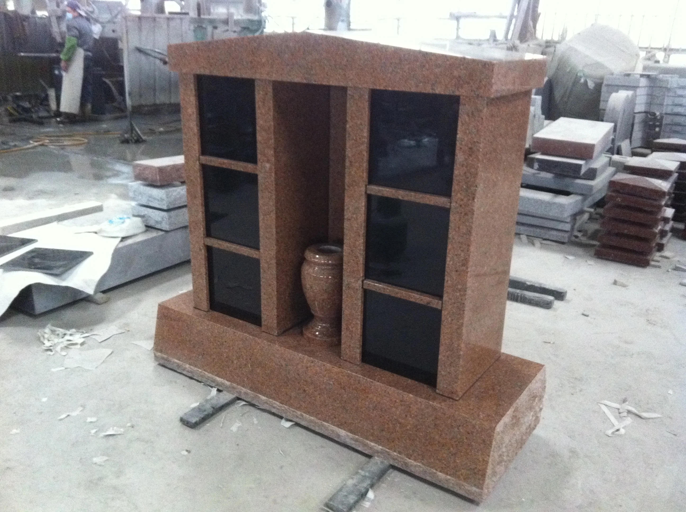 Mausoleum Cremation Urn Columbarium Red Granite Tombstone