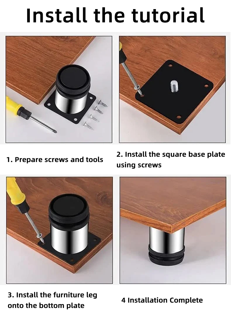 Stainless steel Furniture Leg Adjustable Metal Sofas Cabinet Legs Chrome Brush Nickel Bed Legs